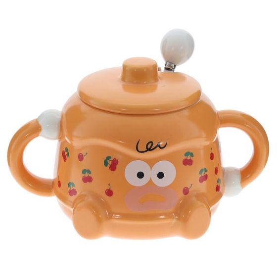 Кружка с крышкой и ложкой, 380 мл, L16 W11 H10 см, 4в.