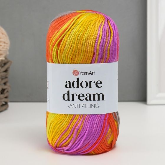 Пряжа &quot;Adore Dream&quot; 100% акрил антипиллинг 280м/100г (1060 алый-жетлый)