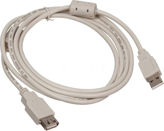 Кабель Buro USB 2.0 A(m) - A(f) 1.8м феррит. кольца серый (USB2.0-AM-AF-1.8M-MG)