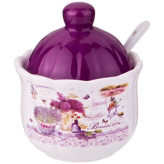 САХАРНИЦА С ЛОЖКОЙ AGNESS &quot;ЛАВАНДОВАЯ ВЕСНА&quot; 10*11,5 СМ 240 МЛ