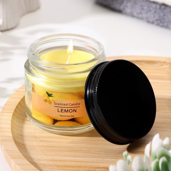 Свеча ароматическая &quot;Scented Candle, Lemon&quot;, Лимон, 5*5см, 140 гр