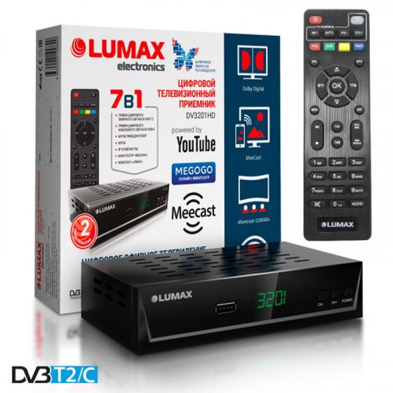 Ресивер DVB-T2 Lumax DV3201HD черный