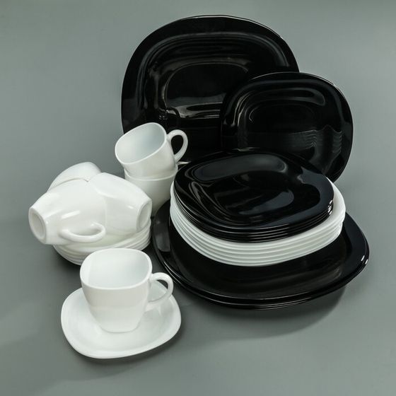 Сервиз столовый Luminarc Carine White&amp;Black, стеклокерамика, 30 предметов, цвет белый и чёрный