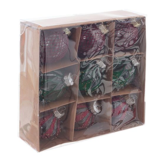 Набор из 9шт Украшение новогоднее &quot;Шар&quot;, D8см, L24,6 W8 H24,6см