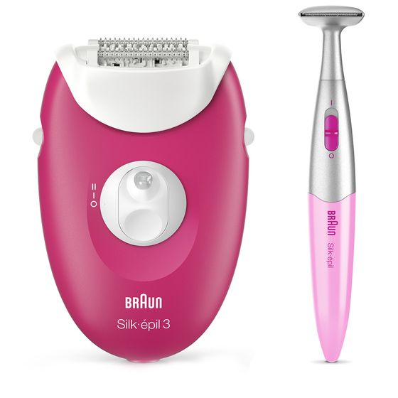 Эпилятор Braun SE-3420 +триммер скорости: 2 насадки:1шт от сети белый/розовый