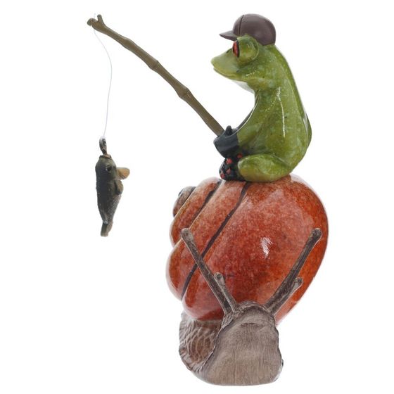 Фигурка декоративная "Лягушка на улитке", L12,5 W7 H11,5 см