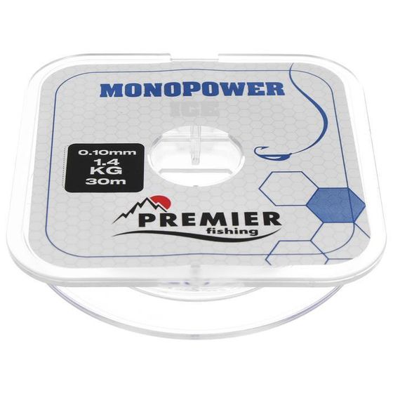 Леска PREMIER fishing MONOPOWER ICE, диаметр 0.10 мм, тест 1.4 кг, 30 м, нейлон, прозрачная