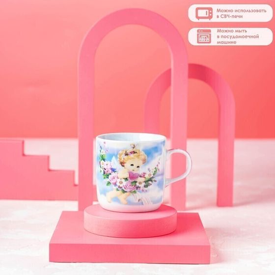 !09 Набор детской посуды из керамики «Ангелок», 3 предмета: кружка 230 мл, миска 400 мл, тарелка d=18 см