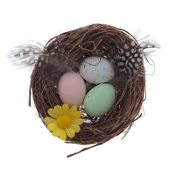 Изделие декоративное (вставка) &quot;Гнездо пасхальное&quot; (8*7*3) (блок 12 шт), L7 W7,5 H22 см, 2в.