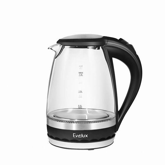 Чайник электрический Evelux EWK 0904 G 1.5л 2200Вт прозрачный/черный