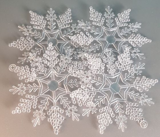 !09 НАБОР 6 ШТУК - НАБОР ЕЛОЧНЫХ УКРАШЕНИЙ &quot;CLASSIC WHITE&quot; - СНЕЖИНКА 10 СМ. ПРОЗРАЧНЫЙ