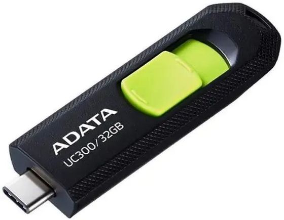 Флеш диск 32Gb ADATA UC310-32G-RBK USB3.2 черный/зеленый