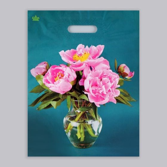 !Пакет &quot;Любимые пионы&quot; (10 шт), полиэтиленовый с вырубной ручкой, 40х31 см, 60 мкм