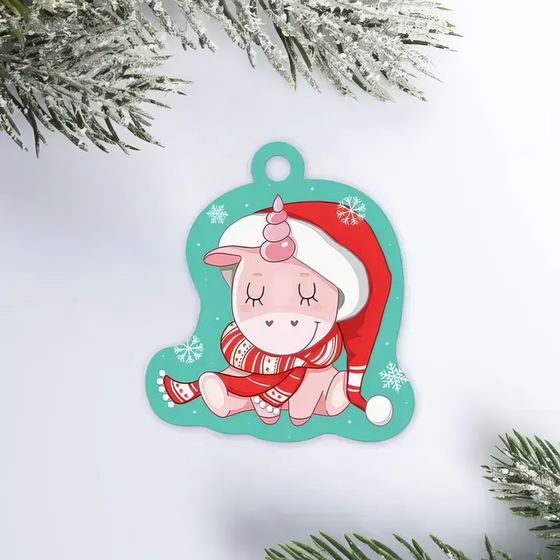 !Шильдик на подарок 5 штук «Милый единорожка», 5,2 × 5,8 см.