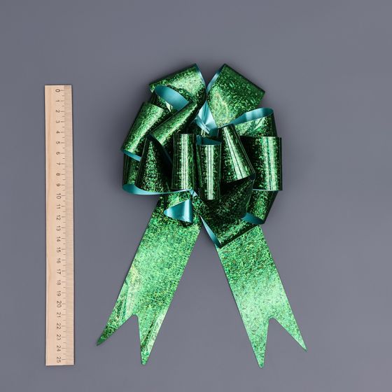 !09 Комплект 15 бант-шар микс: №5 голография, цвет желтый (4 штуки) + №5 голография, цвет зеленый (6 штук) + №4.5 "Тонкие полосы", цвет синий (5 штук)