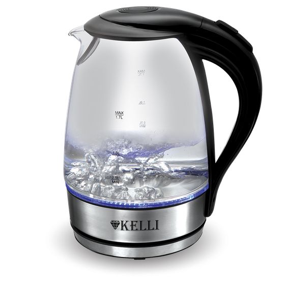 Чайник электрический Kelli KL-1462 1.7л 2200Вт стекло/черный