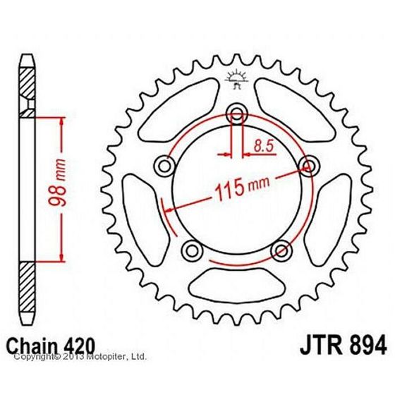 Звезда задняя, ведомая JTR894 стальная, цепь 420, 48 зубьев