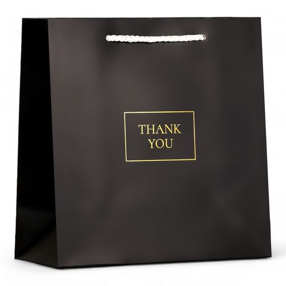 Пакет подарочный крафт THANK YOU, фольгированный 22.5×23×10 см