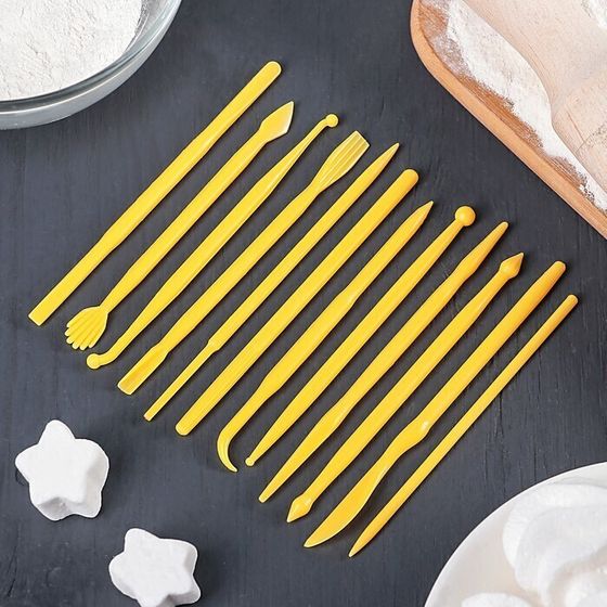 !09 Набор для моделирования кондитерских украшений 14 шт, 12×0,5 см, цвет МИКС