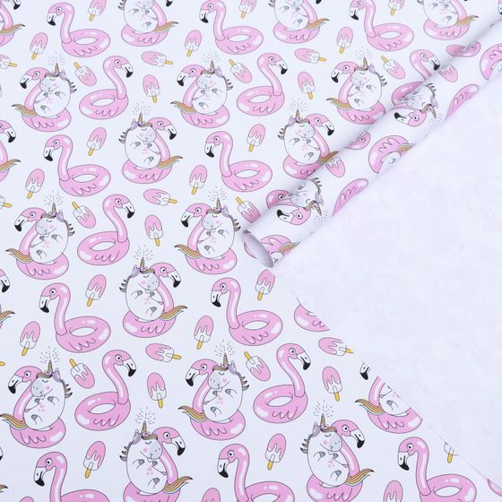 !09 Набор глянцевой бумаги (3 листа) с печатью &quot;Фламинго&quot;, 0,7 х 1 м.