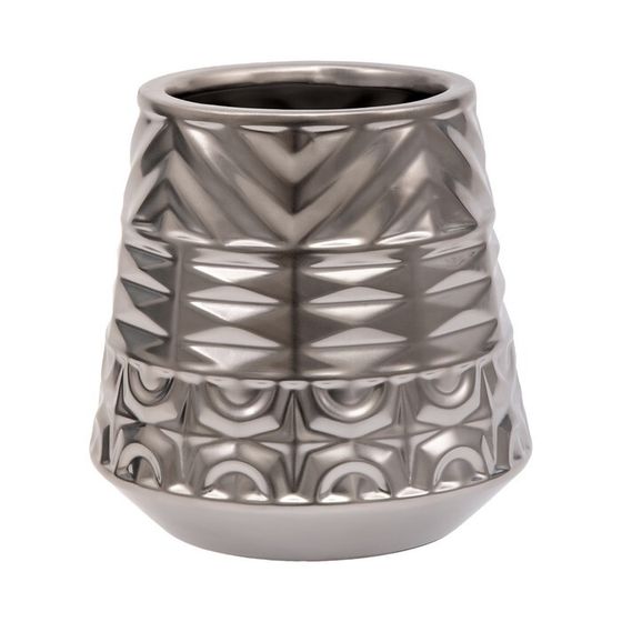 Декоративная ваза «Орнамент», 17,5×17,5×18 см, цвет серебряный