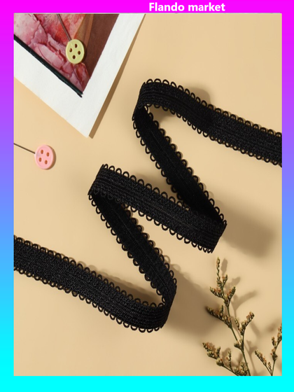 !09 Резинка для бретелей, ажурная, 15 мм, 20 ± 0,5 м, цвет чёрный