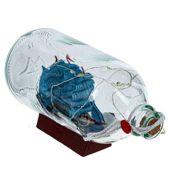 Изделие декоративное &quot;Корабль в бутылке&quot; (подсветка, 3xДR44), Д18,5 Ш7,5 В9 см