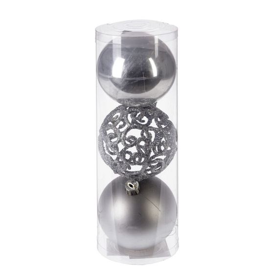 Набор из 3шт, Украшение новогоднее Шар "Трио фэнтези", D 8 см, L8 W8 H24 см