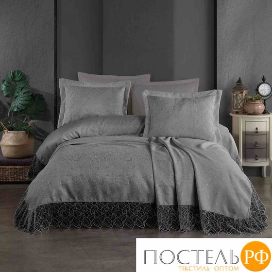 S5229/01 Покрывало EFOR Pique Bedspread MIRAY (240*260) с наволочками антрацит ANTRASIT