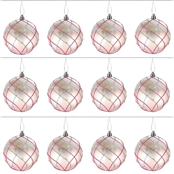 Набор из 12шт Украшение новогоднее Шар &quot;Алмазная сетка&quot;, D 8 см, L35 W27 H9 см