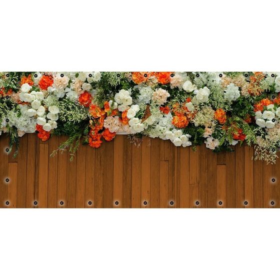 Фотосетка, 314 × 155 см, с фотопечатью, люверсы шаг 0.3 м, «Оранжевые и белые цветы»