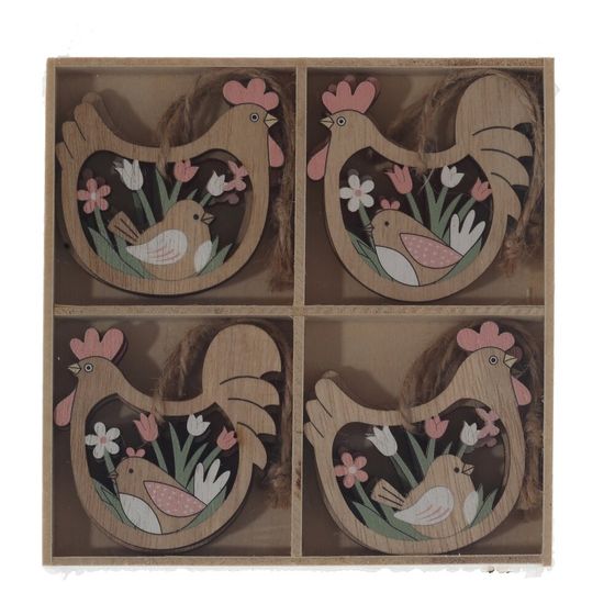 Набор из 8-ми изделий декоративных подвесных "Курица/Петух" (6*05*6), L12,5 W12,5 H1,5 см