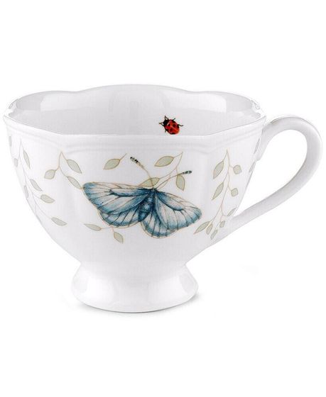 Butterfly Meadow Scalloped 8 ounce Porcelain Cup