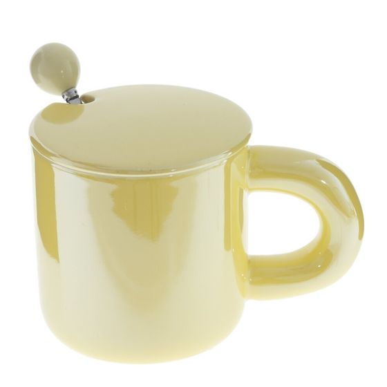 Кружка с крышкой и ложкой, 300 мл, L14 W9 H11 см, 4в.