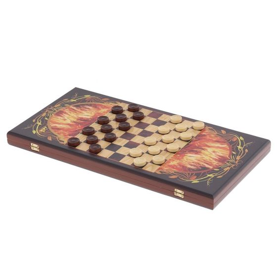Игра настольная 2 в 1 ( шашки, нарды) "Огненная лошадь", L60 W30 H4 см
