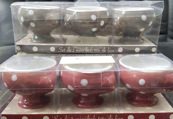 !09 Набор мини-креманок на ножке &quot;Горох&quot; 3 шт., Франция цвет красный