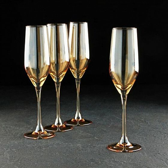 Набор бокалов для шампанского Золотой мед 160мл 4шт