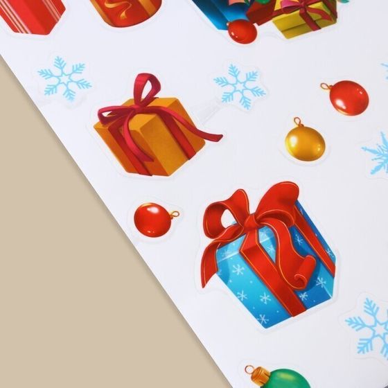 !09 Набор 2 штуки - Интерьерная наклейка «С Новым годом», 29.7 × 42 см.