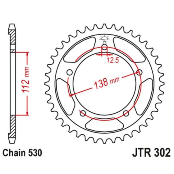 Звезда ведомая JT sprockets JTR302-42, цепь 530, 42 зубья