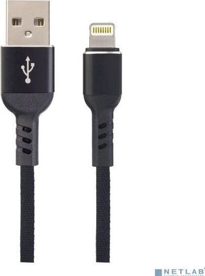 Кабель Perfeo USB 2.0 A(m) - Lightning(m) Premium тканевый 1м черный (I4316)