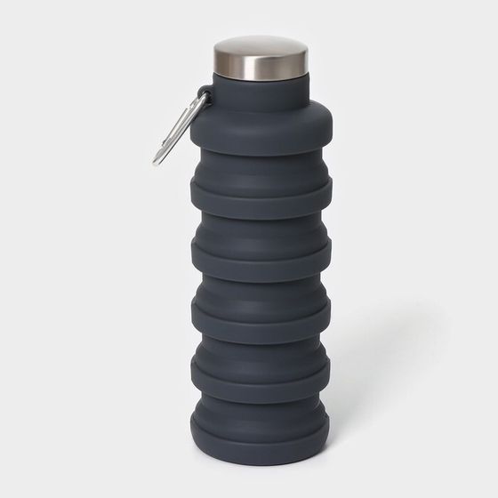 Бутылка для воды складная, 500 мл, 7×21 см, цвет серый