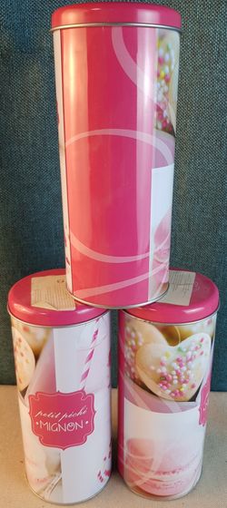 !09 Банка для сыпучих 200 мл (набор 3 штуки) розовые (7x7x18)