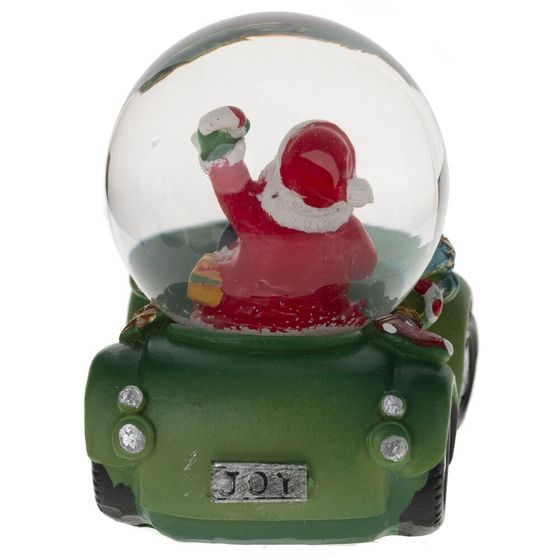 Фигурка декор в стекл шаре &quot;Дед Мороз на машине&quot;, D 4.5 см, L7,5 W5 H7 см