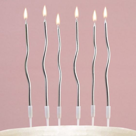 Свечи в торт &quot;Для твоего праздника&quot;, серебряные, 10 шт.