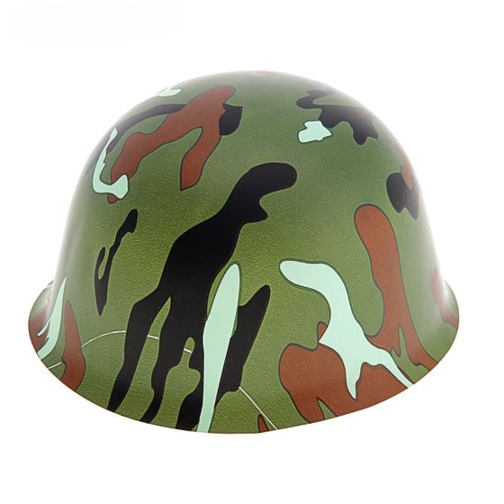 !09 Набор "Камуфляж" : Карнавальная пластиковая каска 3 штуки «Камуфляж» + Головной убор "Пилотка"(6 штук) 37,2 х 28,4 см., 350 гр/кв.м