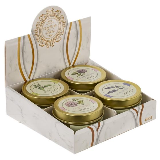 Свеча ароматическая (блок микс 4шт), D 6 см, L6 W6 H4 см, 4в.