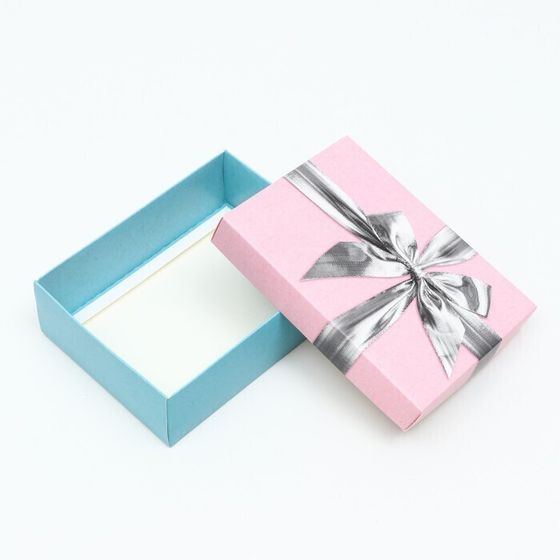 !Подарочная коробка 2 штуки "Серебряный бант", 16,5 х 12,5 х 5,2 см.