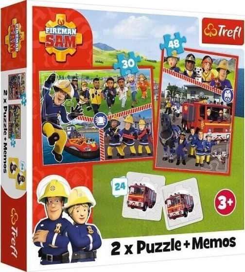 Trefl Puzzle 2w1 + memos Drużyna Strażaka Sama 93334 Trefl