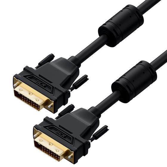 Кабель GCR PROF DVI-D(m) - DVI-D(m) 1.8м ферр.кольца черный (GCR-52996)