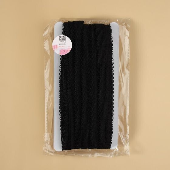 !09 Резинка для бретелей, ажурная, 15 мм, 20 ± 0,5 м, цвет чёрный